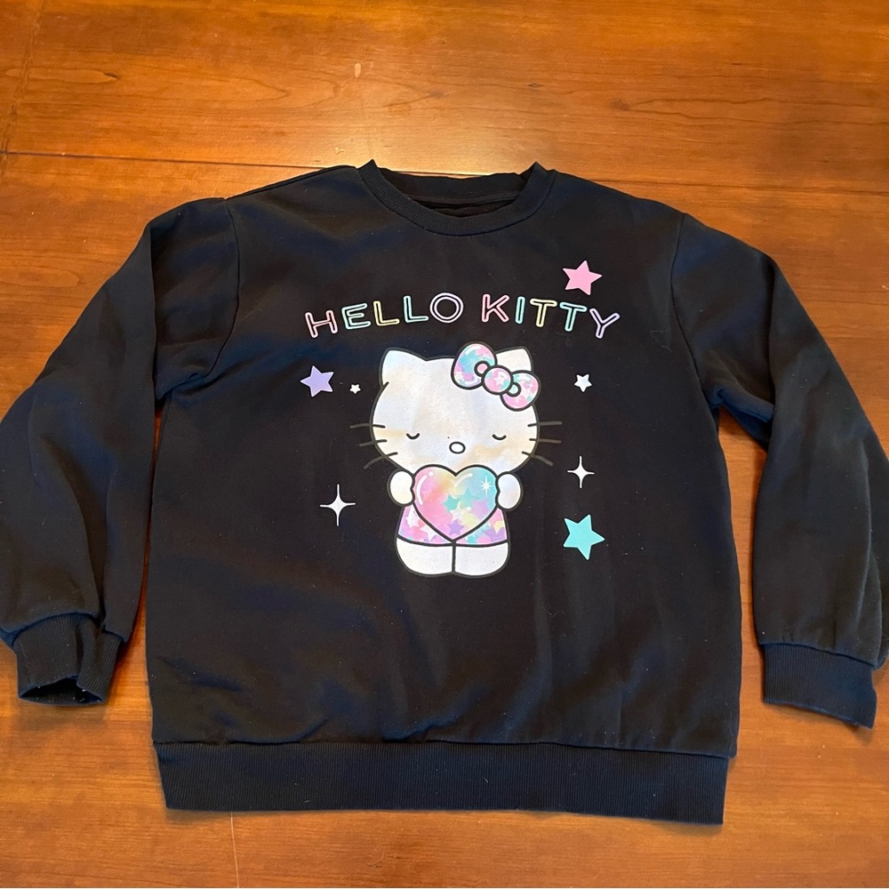 Hello Kitty sweatshirt Shine Girls Graphic Long Sleeve Fleece Pullover XL